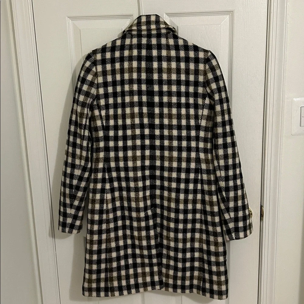 J.Crew Double Breasted Coat in Cypress Black Ivory Oxford Check Plaid Size 2 - Picture 11 of 16